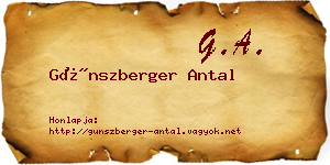 Günszberger Antal névjegykártya